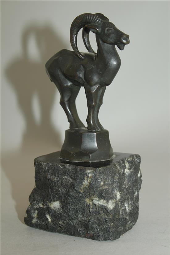 An Art Deco bronze model of a stylised oryx, 6in.